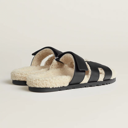Hermes Chypre Shearling Sandals