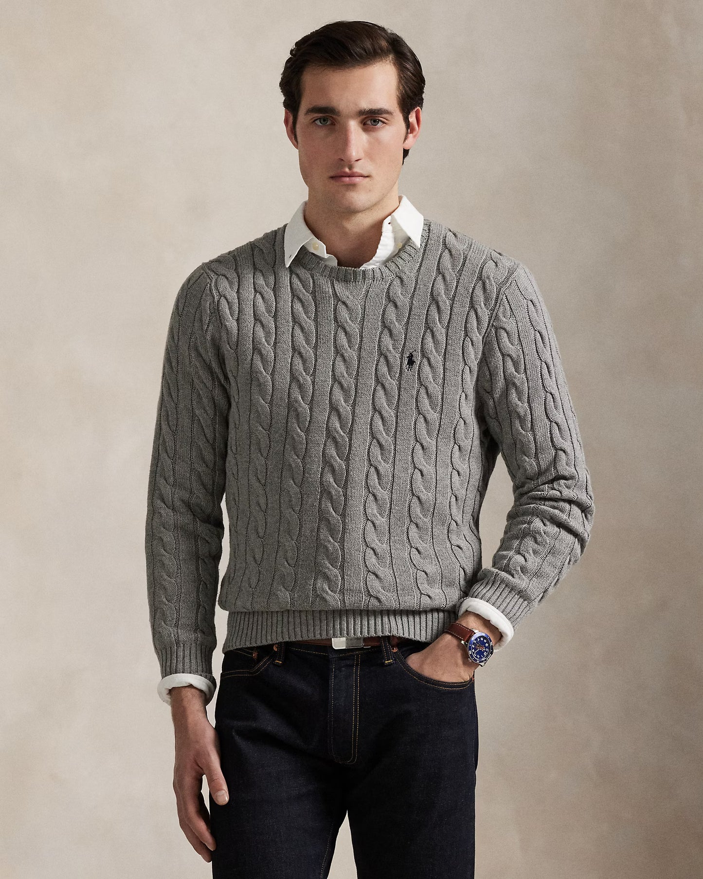 Polo Cable Knit Sweater