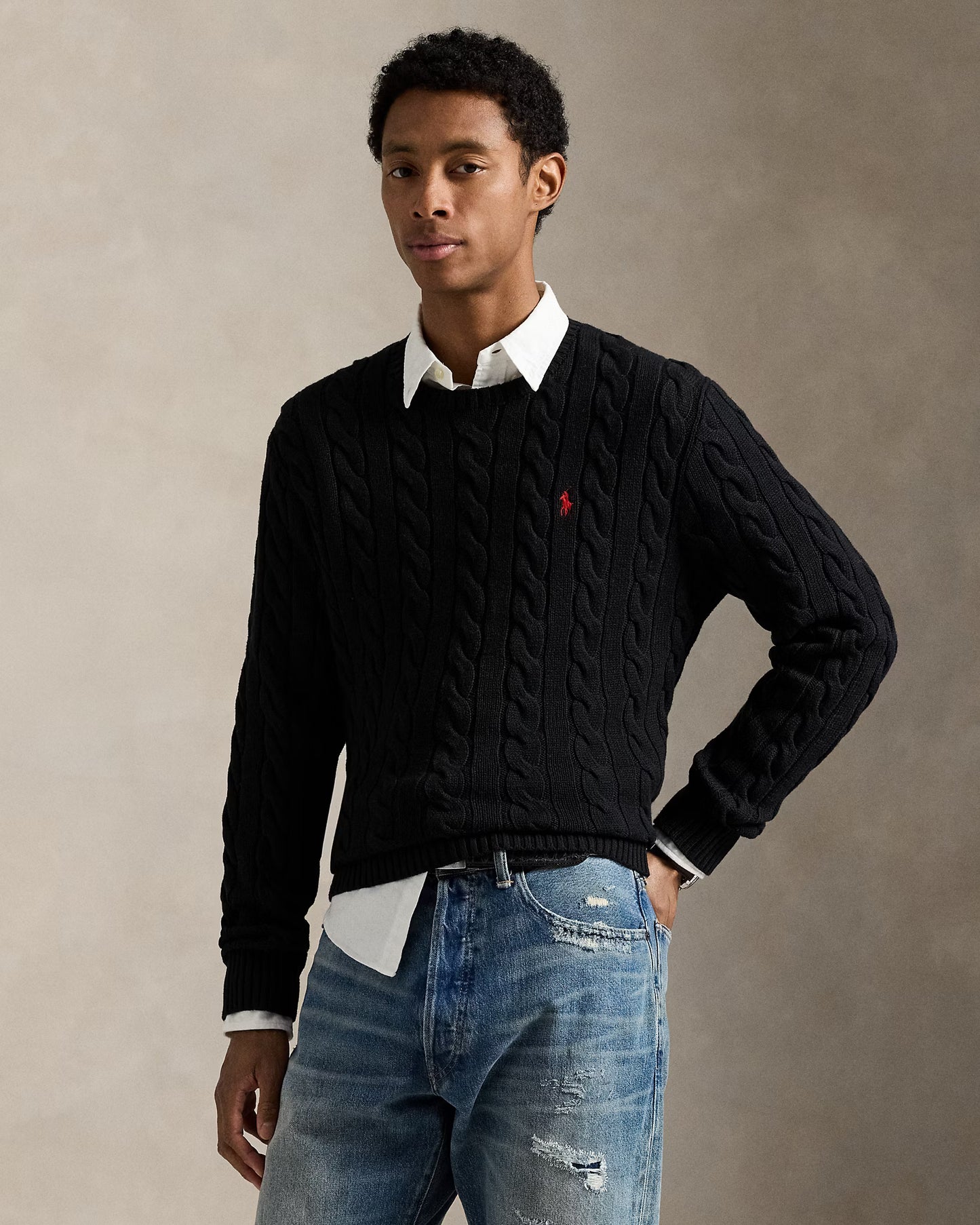 Polo Cable Knit Sweater