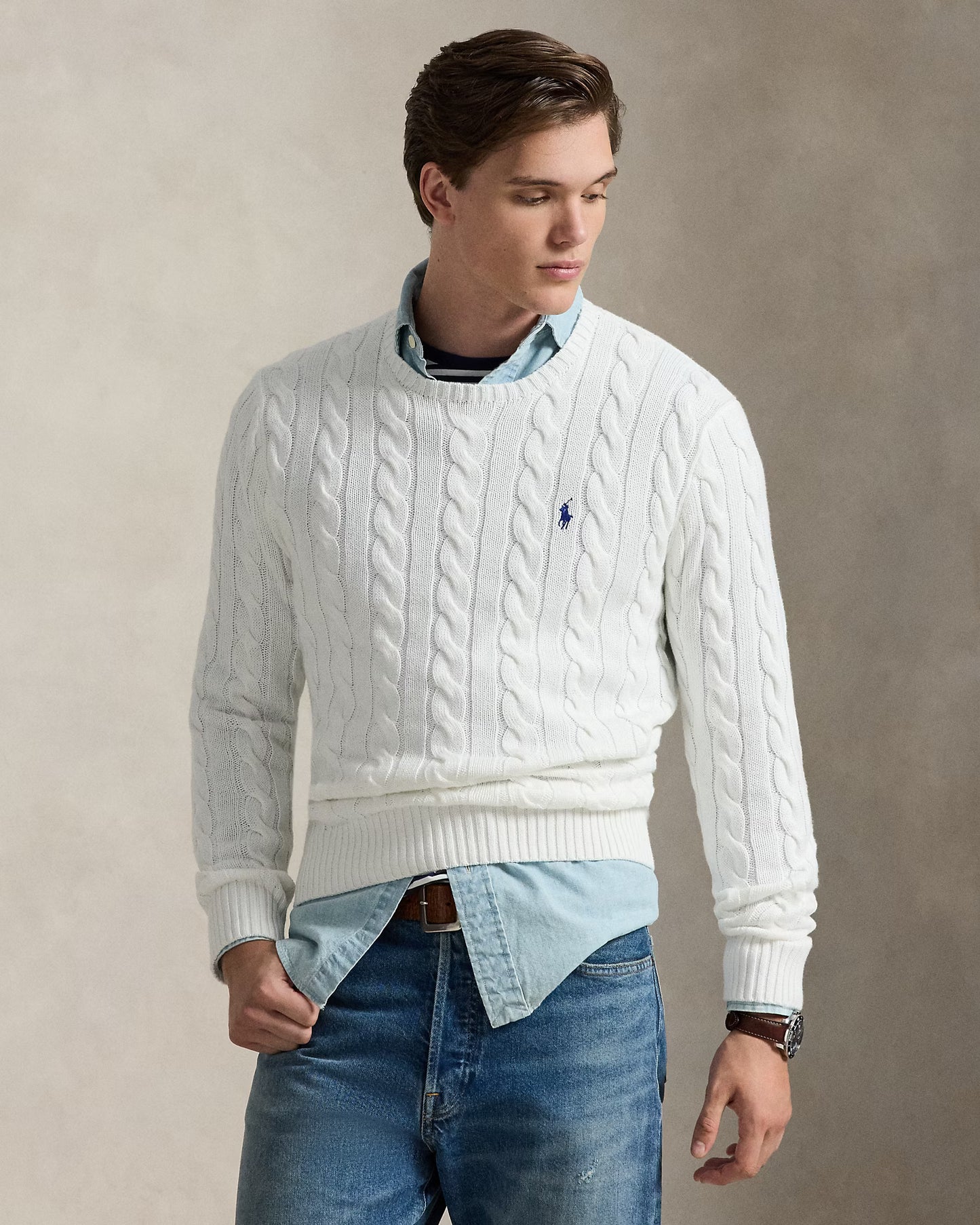 Polo Cable Knit Sweater
