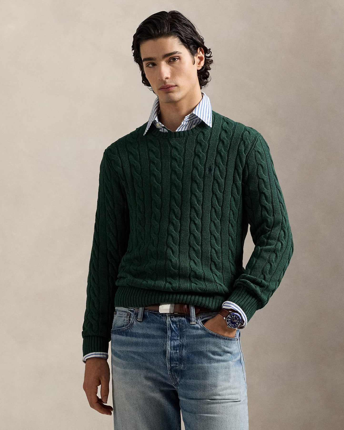 Polo Cable Knit Sweater